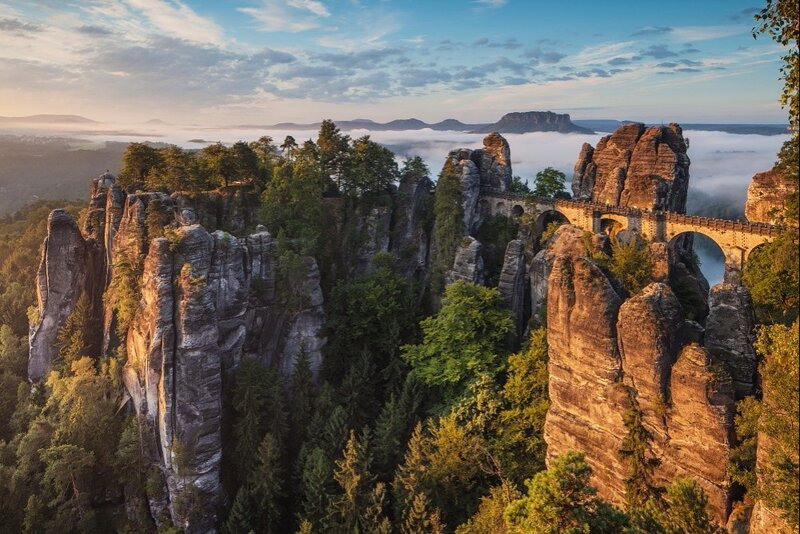 Rock Formations with Bridge — Brown, Serene