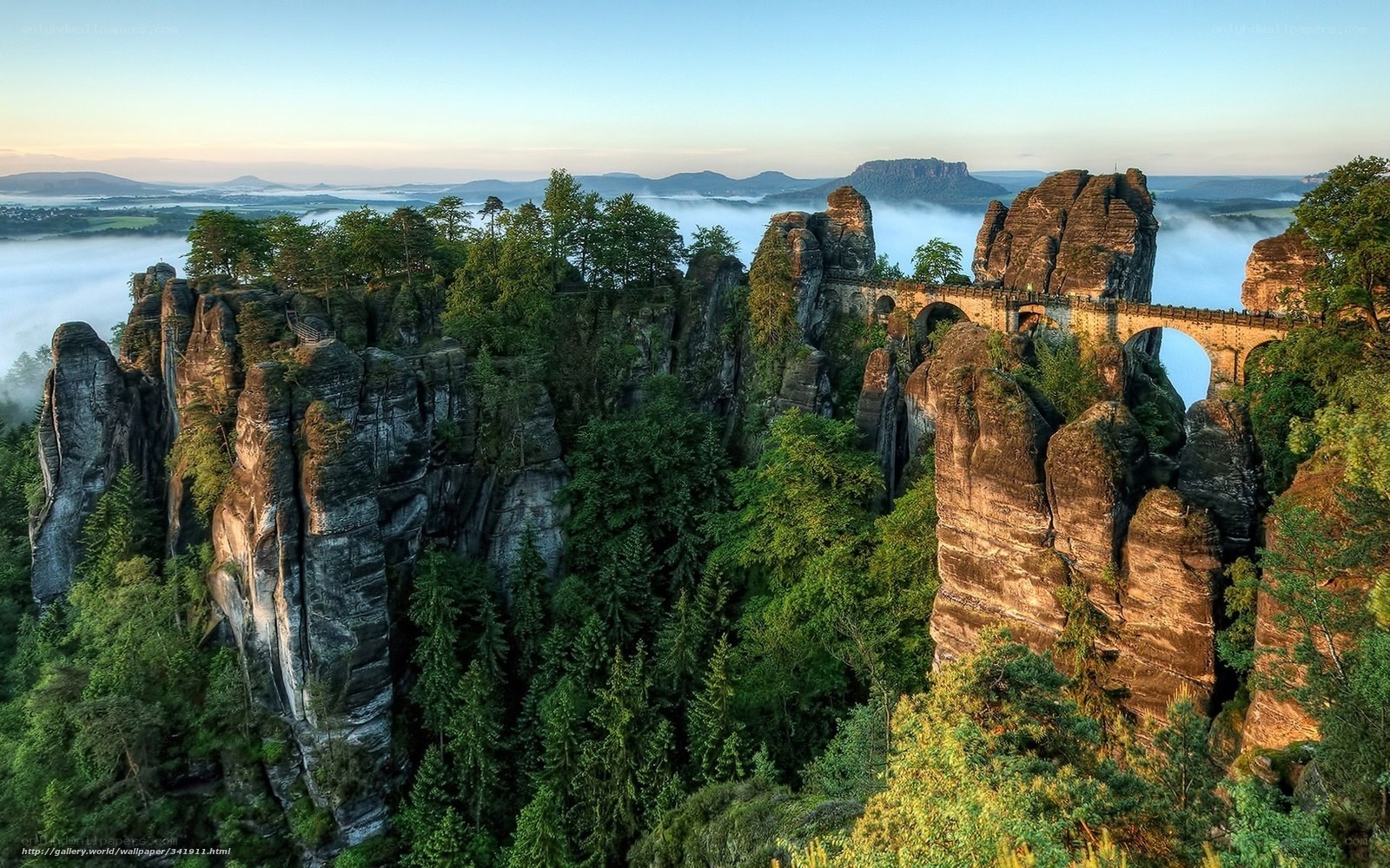 rock formations with bridge
