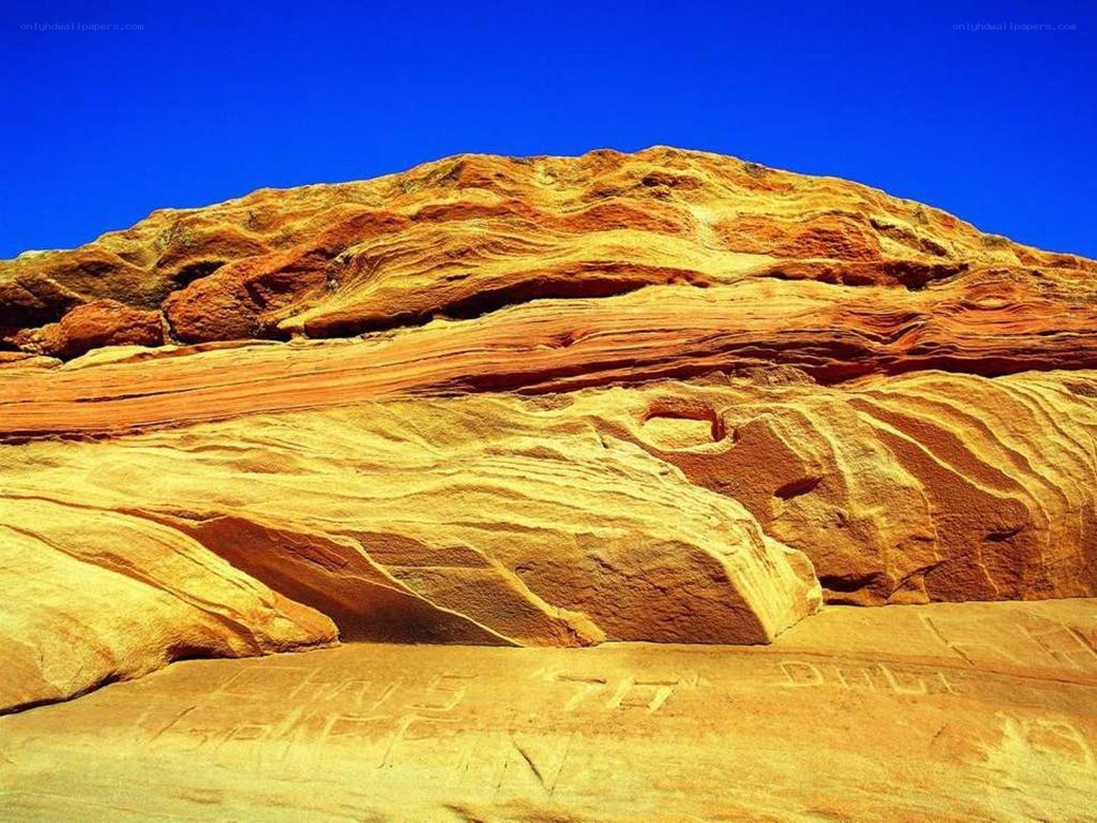 rock formations with carvings