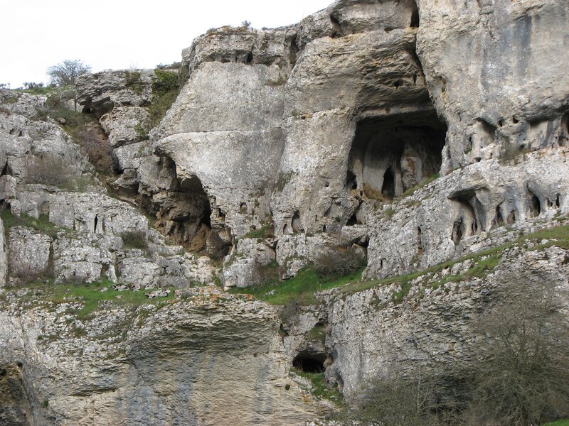 rock formations with caves