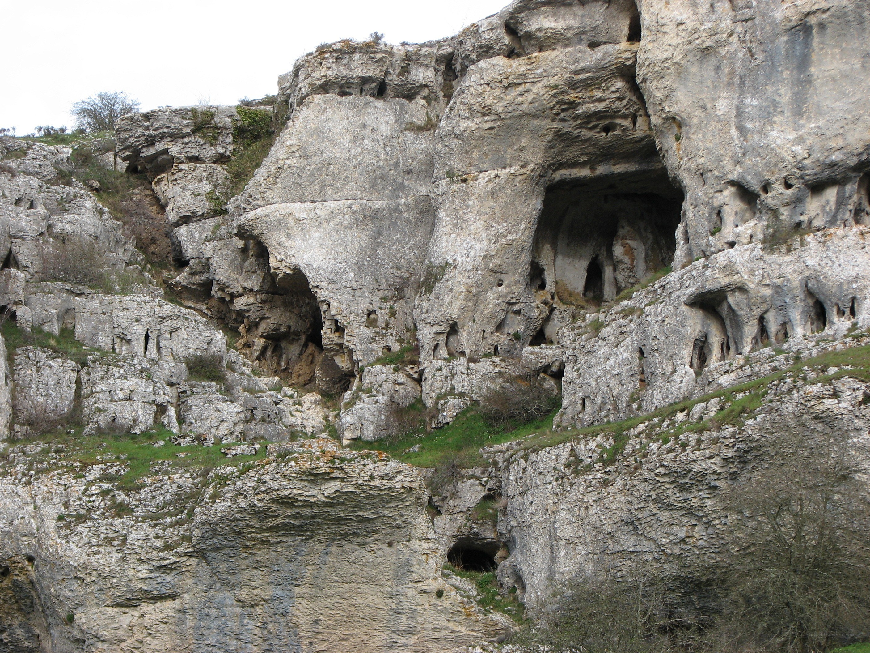 rock formations with caves