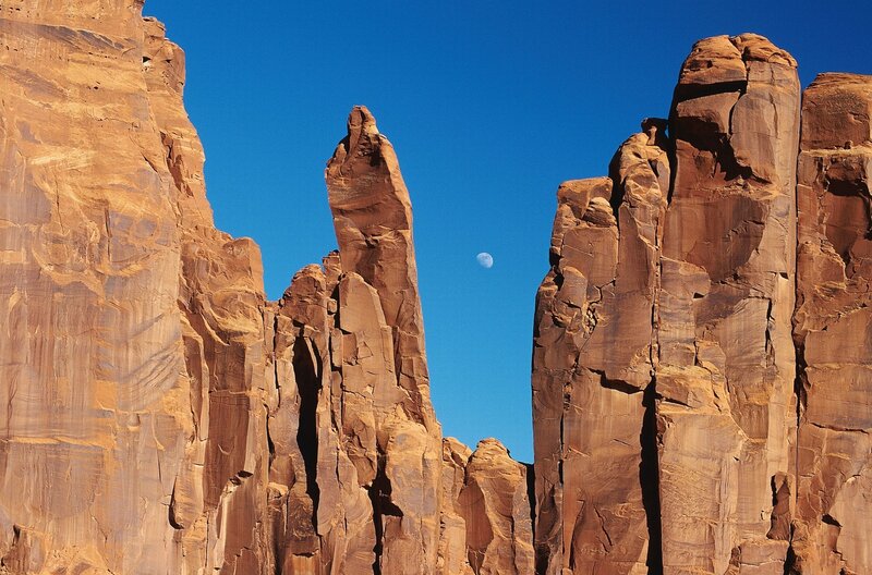 Rock formations with moon