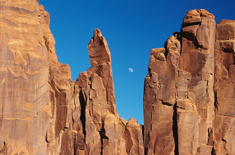 Rock formations with moon