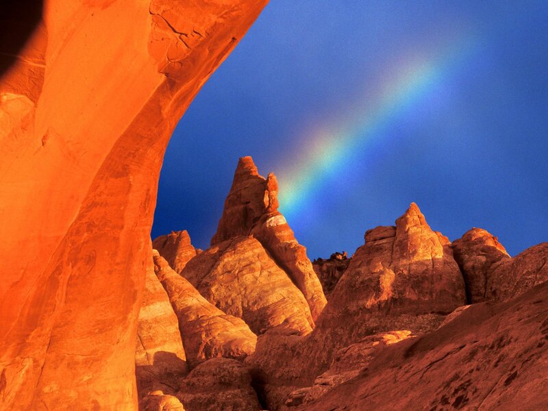 Rock Formations with Rainbow