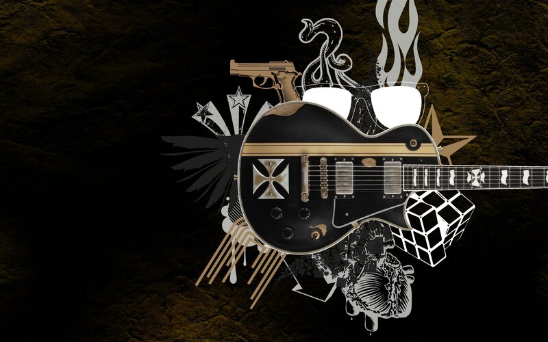 rock guitar collage art