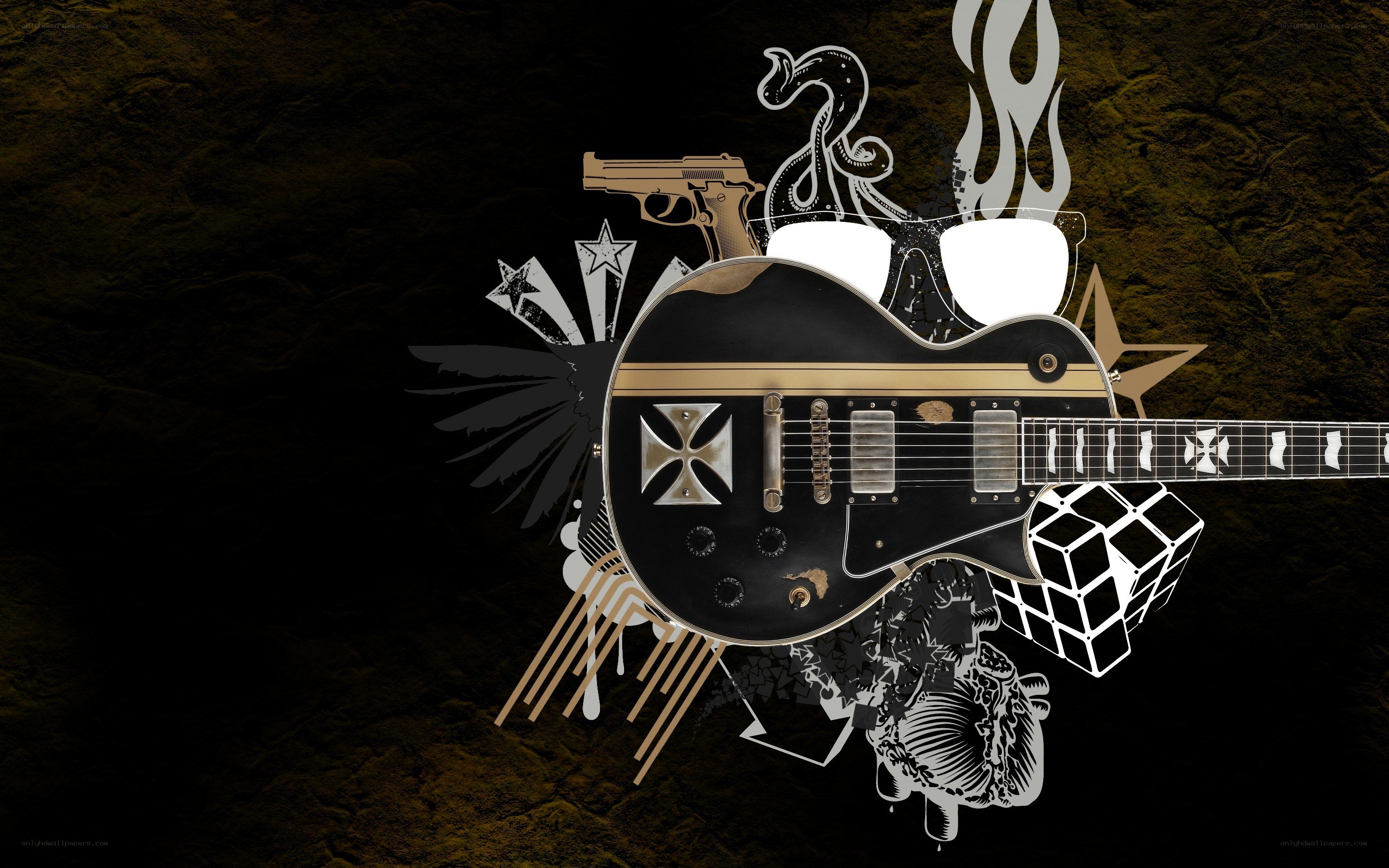 rock guitar collage art
