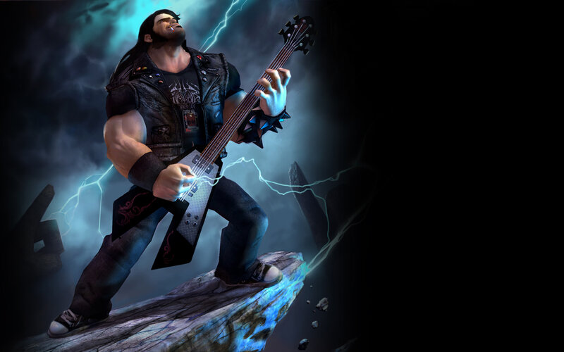 Rock guitarist on a cliff