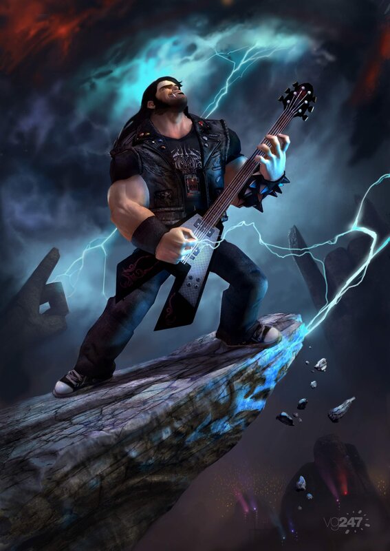 rock guitarist on a cliff