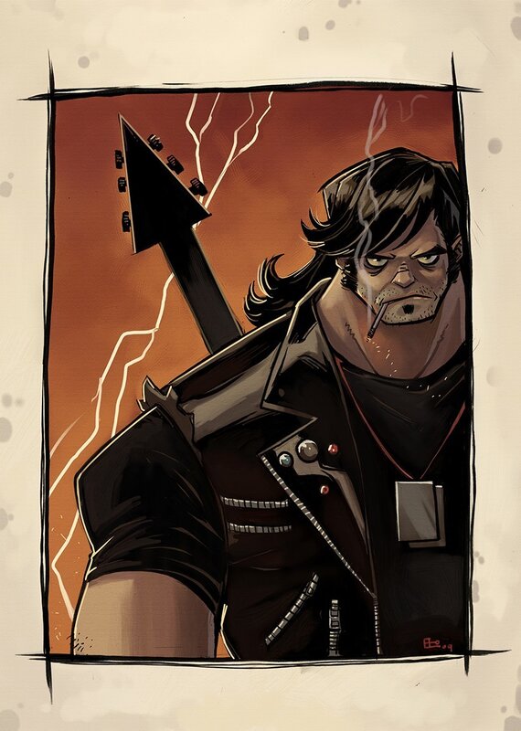 rock guitarist with electric guitar