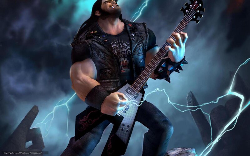 rock guitarist with lightning