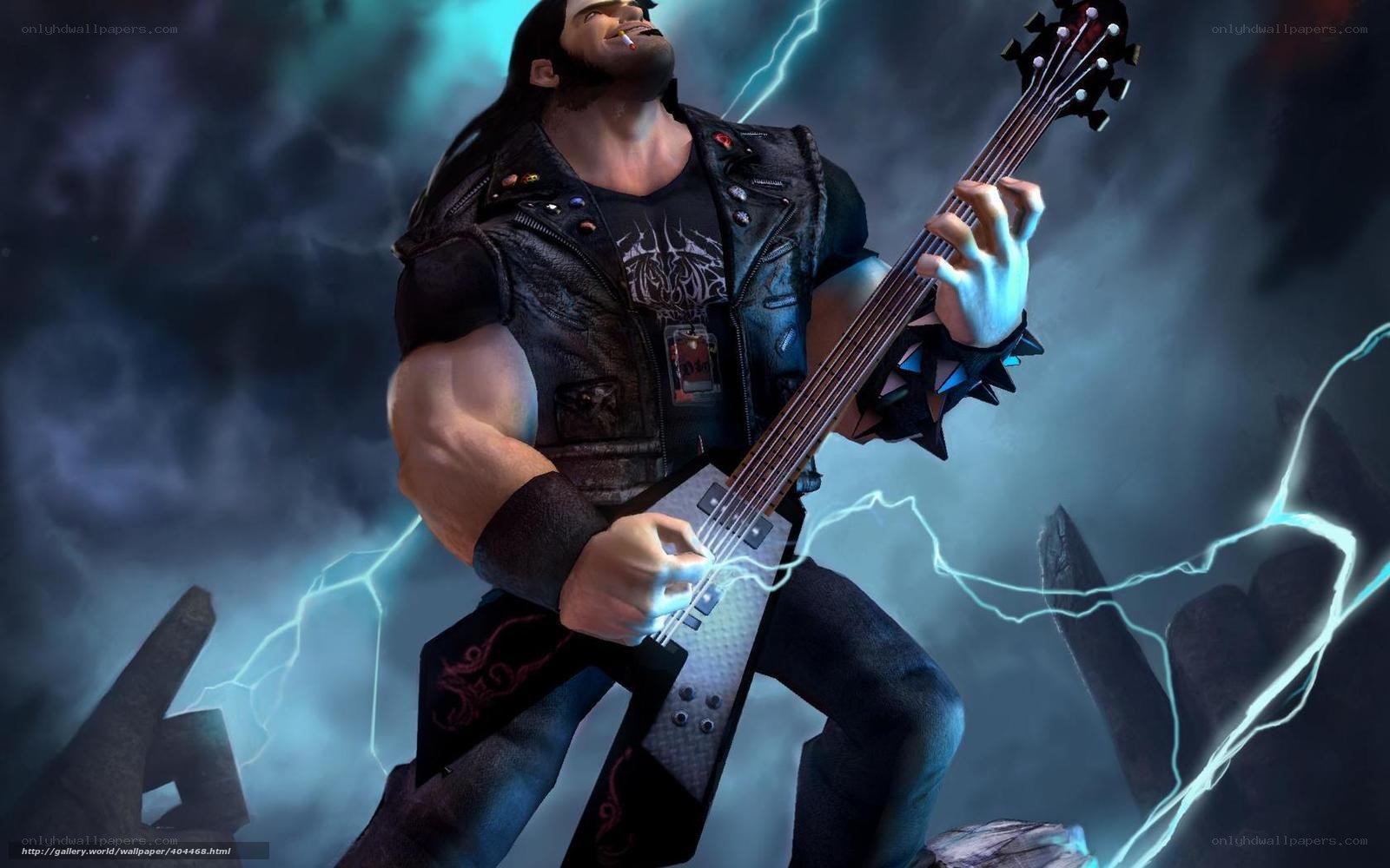 rock guitarist with lightning