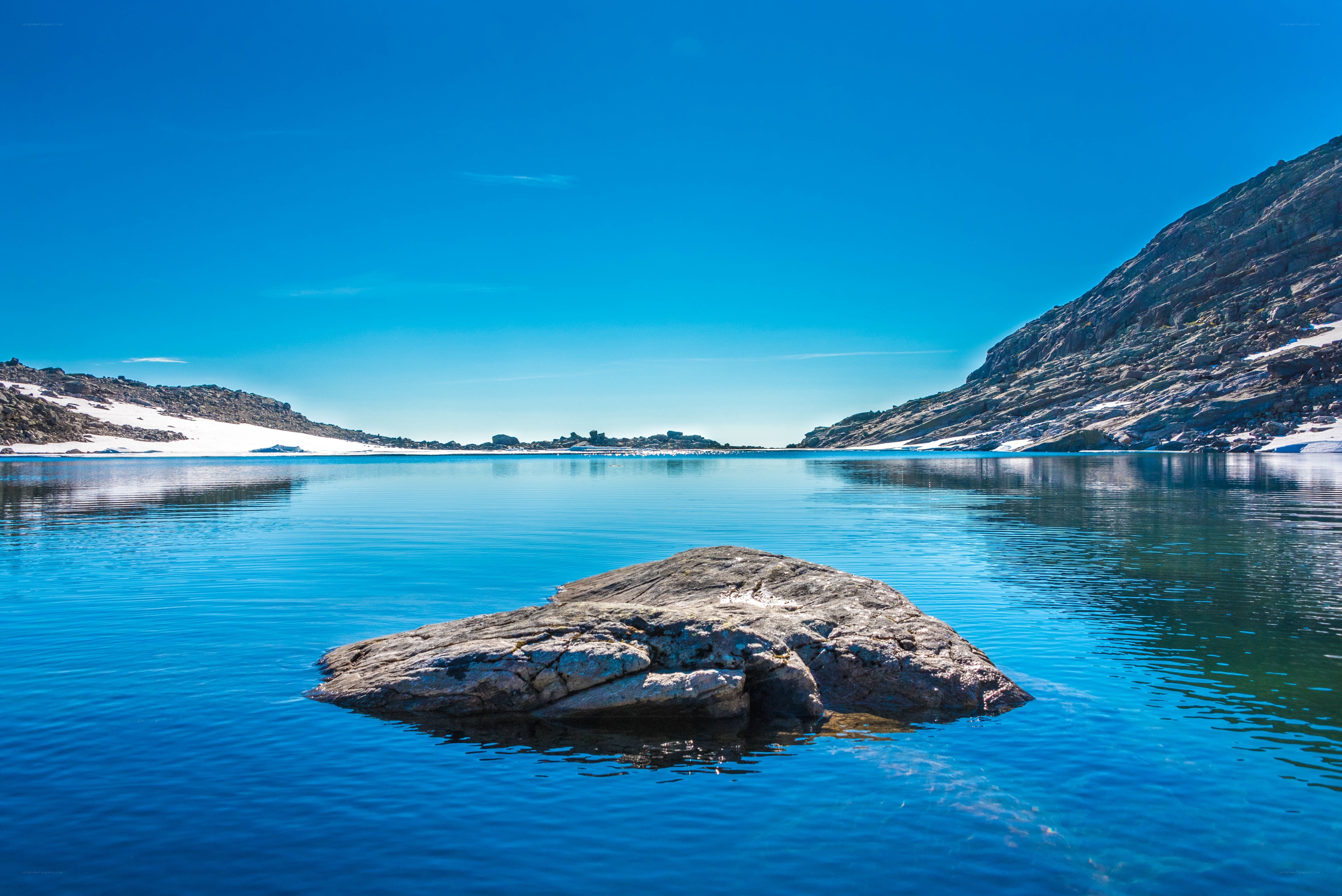 Rock in a mountain lake