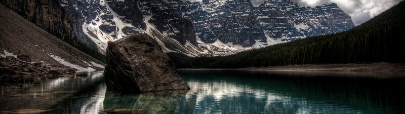 Rock in Mountain Lake — Blue