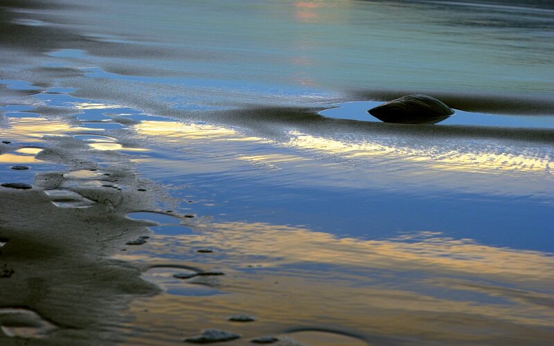 Rock in Shallow Water — Blue, Serene