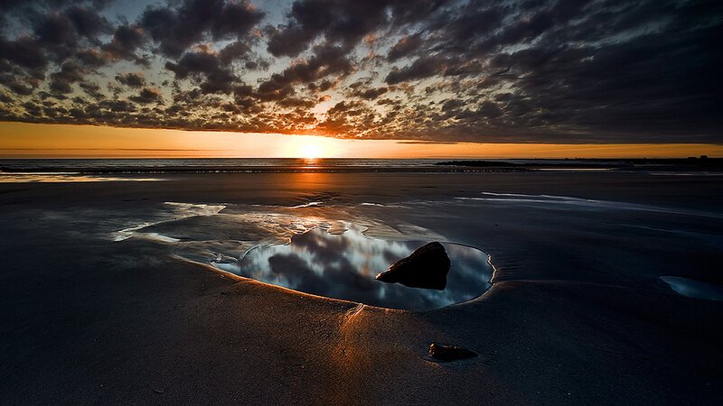 Rock in Tide Pool — Orange, Dramatic