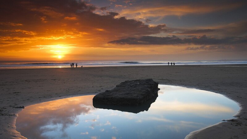 Rock in Tide Pool — Orange, Serene