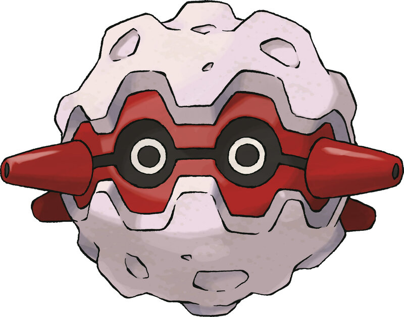 rock-like creature with red goggles