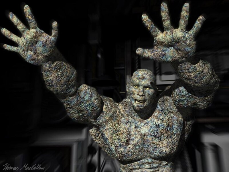 rock monster with raised hands