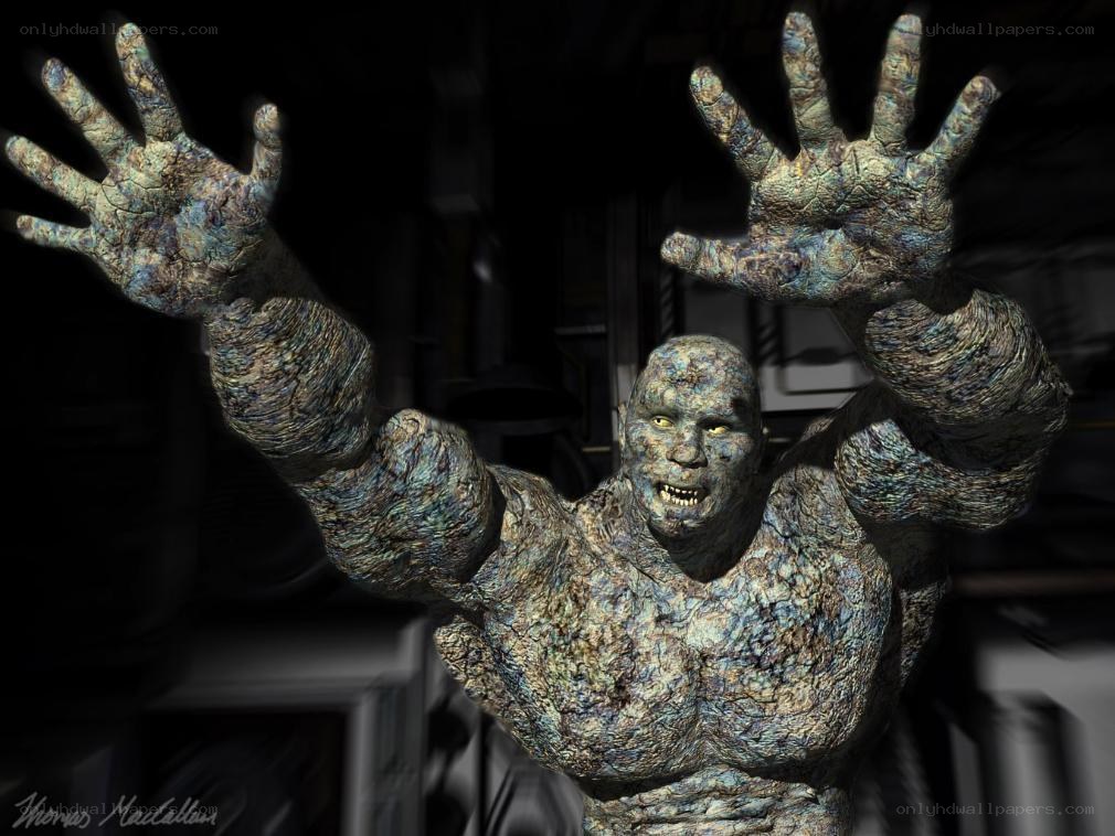 rock monster with raised hands