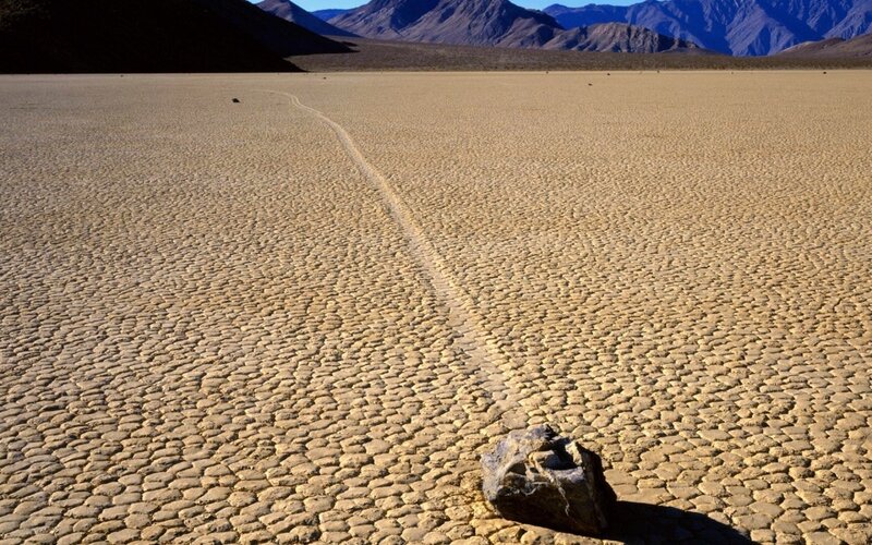 Rock Moving on Desert Floor