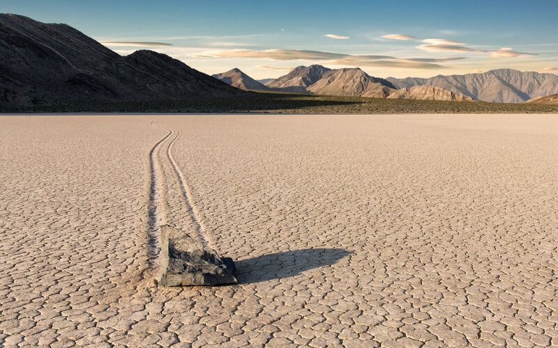 Rock Moving on Dry Lakebed
