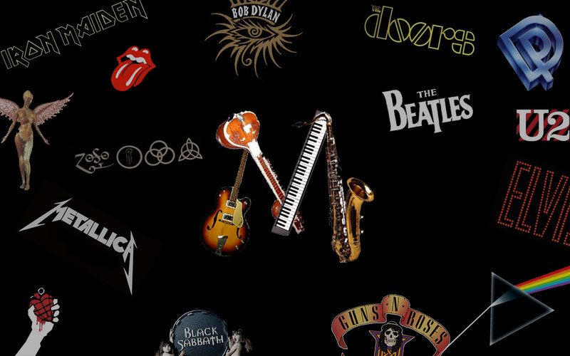 rock music band logos collage