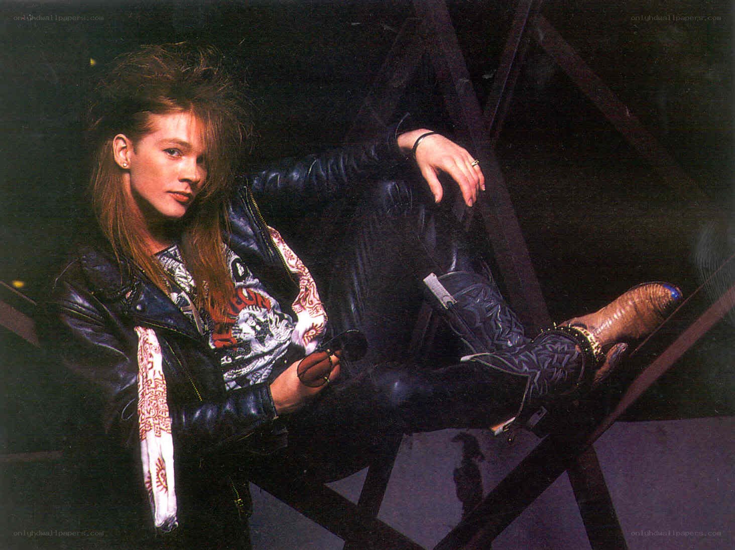 rock musician in leather jacket