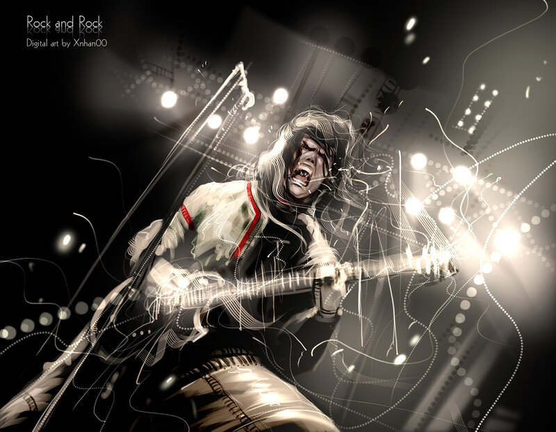 Rock musician performing on stage