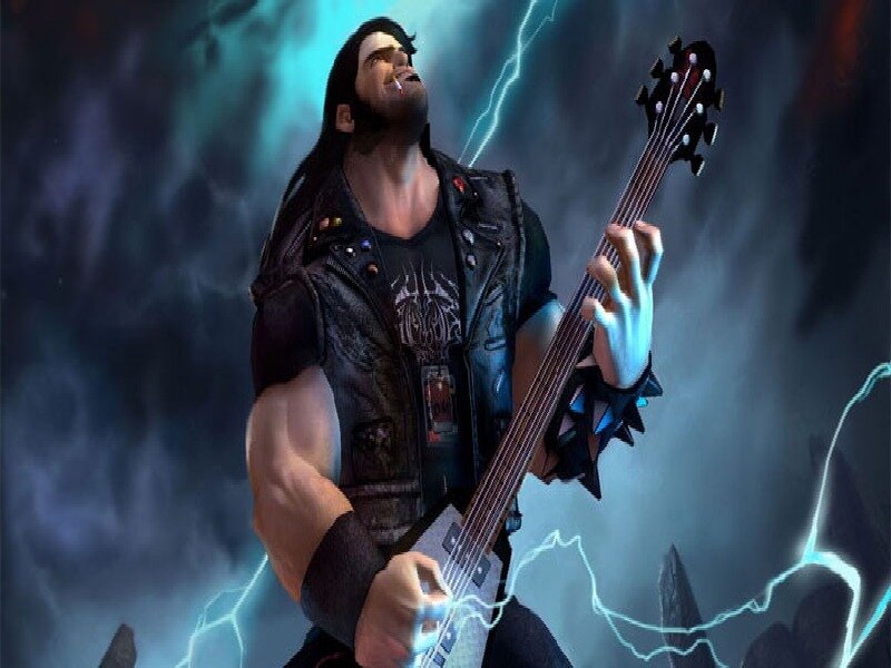 Rock Musician Playing Guitar — Blue