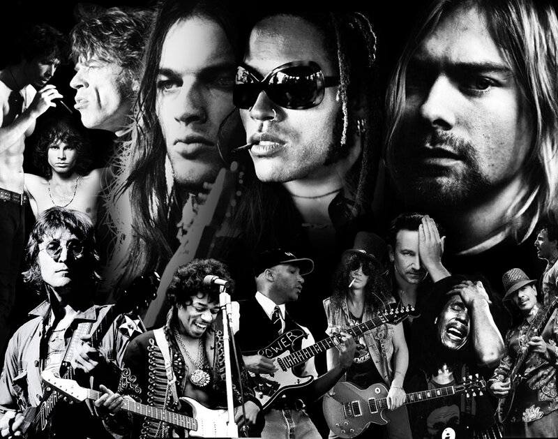 Rock musicians collage