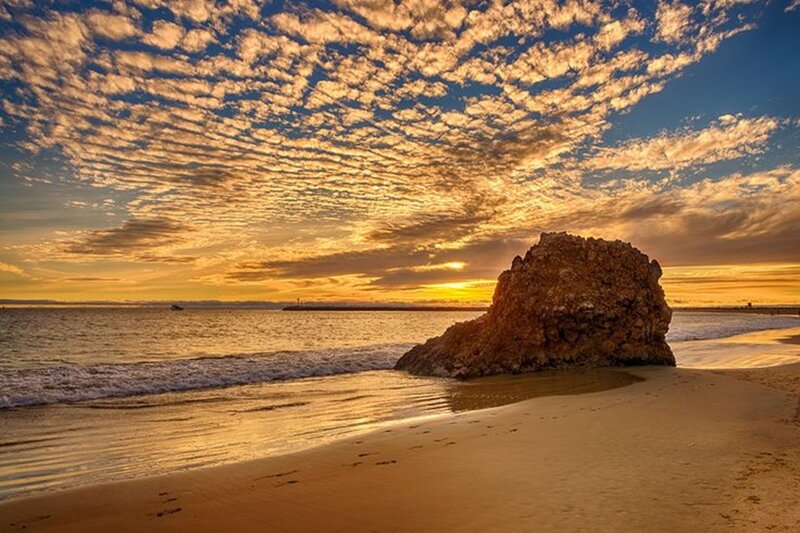 Rock on Beach at Sunset — Gold