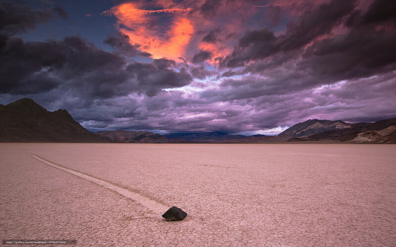 Rock on Cracked Desert — Purple