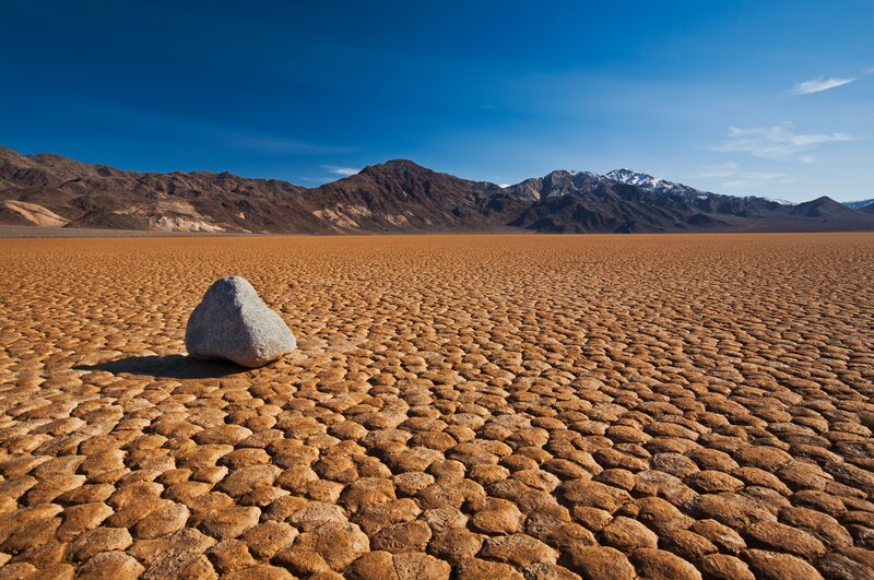 Rock on Cracked Mud — Brown, Arid