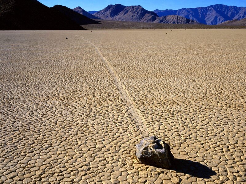 Rock on Cracked Mud Flat