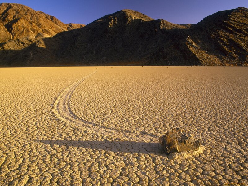 Rock on Cracked Salt Flat — Brown
