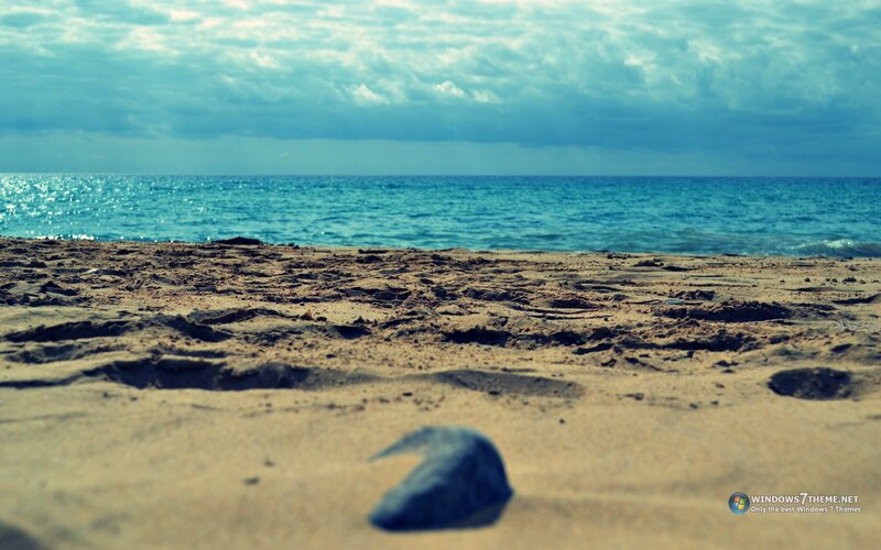 Rock on Sandy Beach — Blue