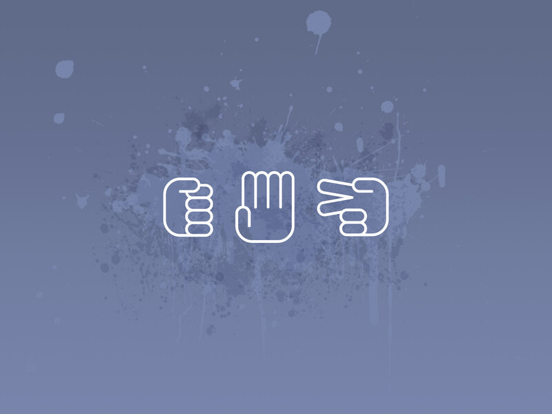 Rock-paper-scissors Hands — Blue, Neutral