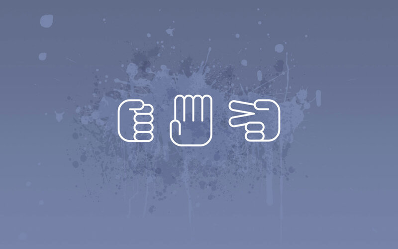 Rock Paper Scissors Hands — Blue, Neutral, Vector Art