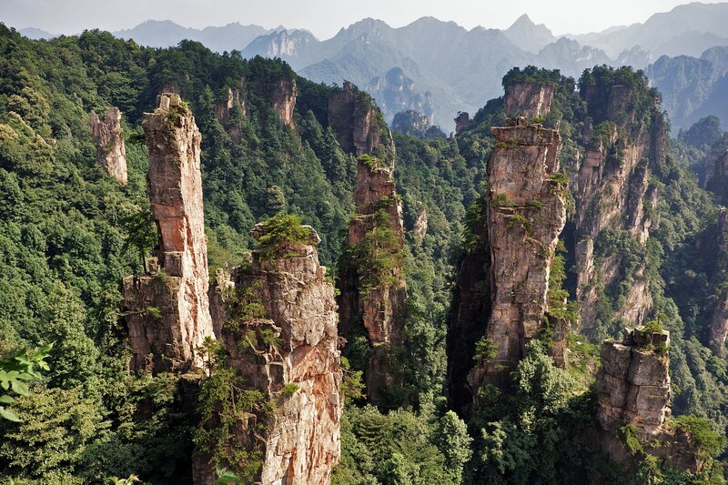 Rock Pillars in Forest — Green, Serene, Afternoon, Photograph, Mountains