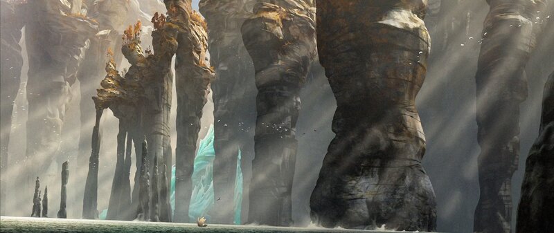 Rock Pillars in Mist — Gray