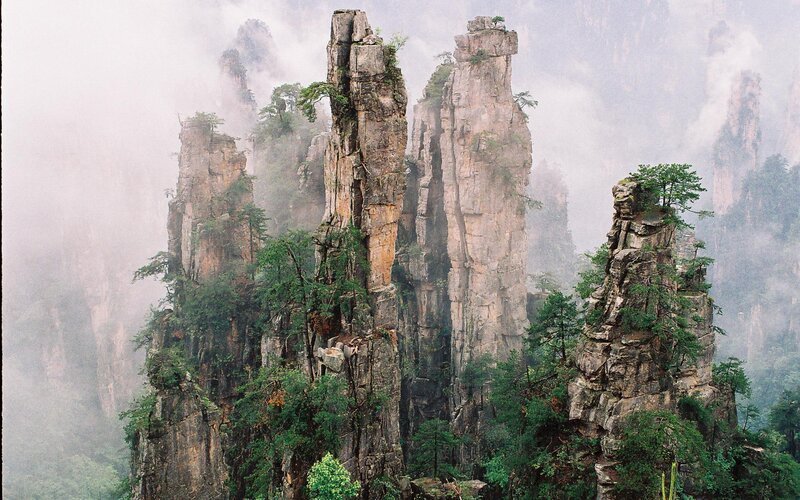 Rock Pillars in Mist