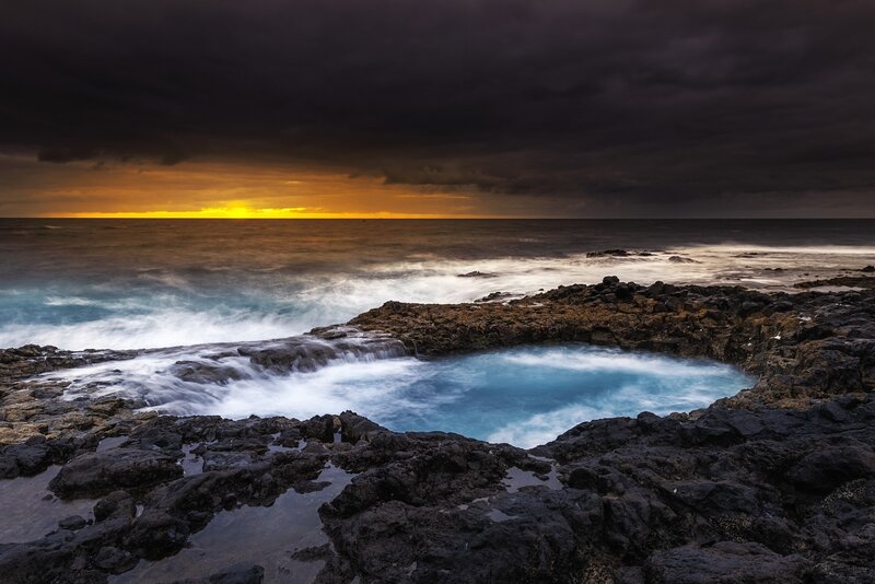 Rock Pool at Sunset — Black