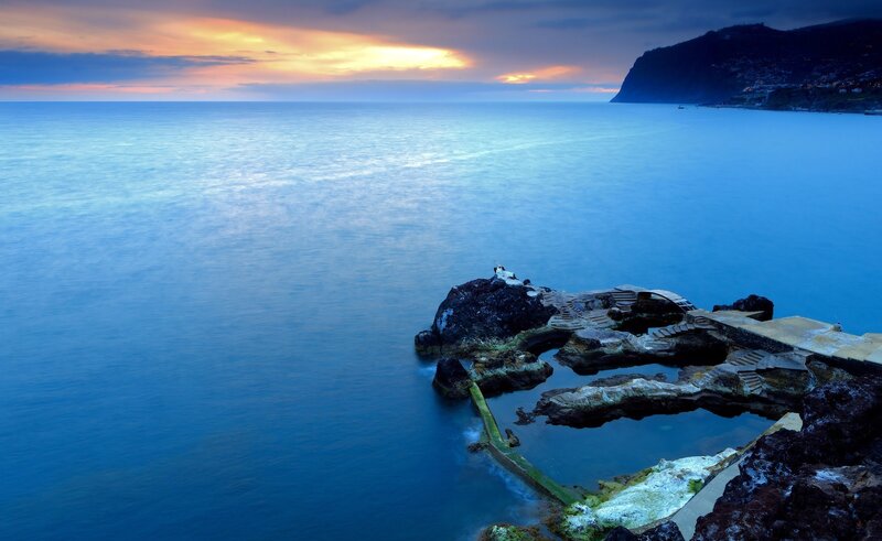 Rock Pool at Sunset — Blue