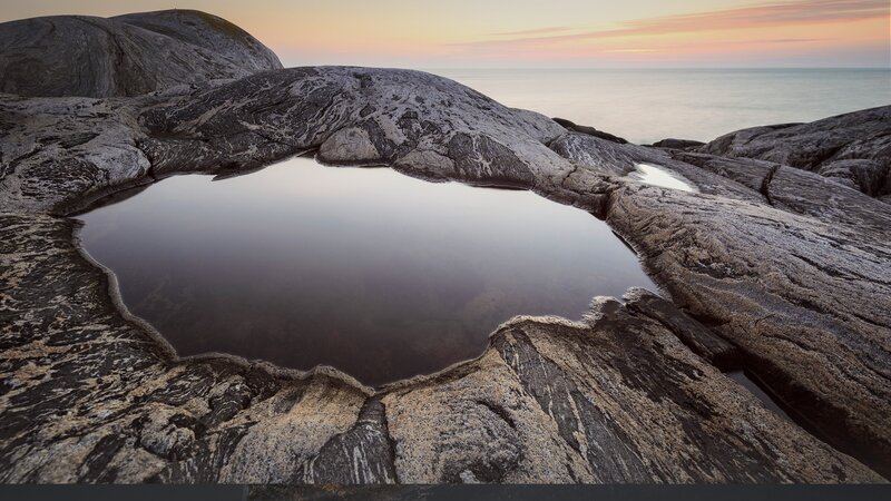 Rock Pool at Sunset — Gray