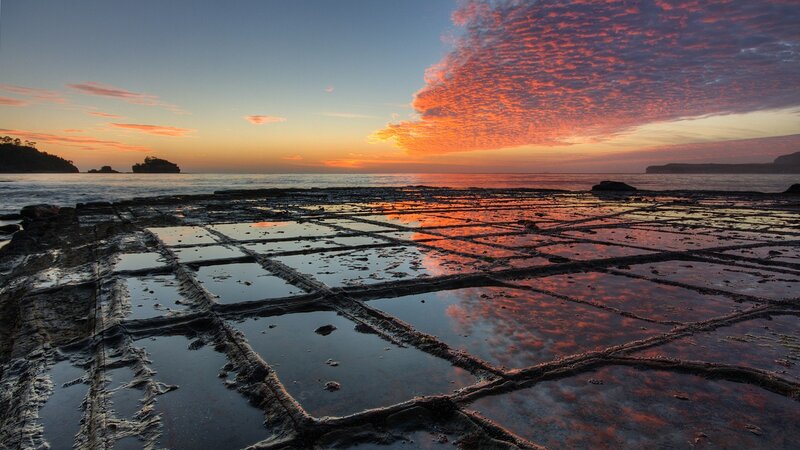 Rock Pools at Sunset — Orange
