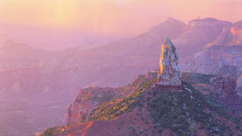 Rock Spire in Canyon — Pink