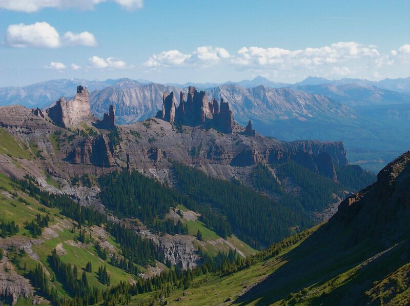 Rock Spires in Mountains — Green
