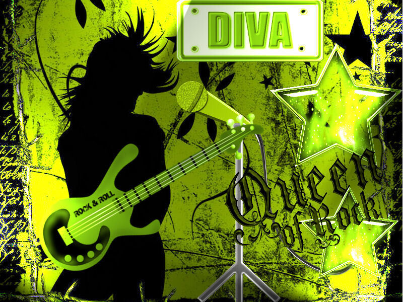 rock star silhouette with bass guitar