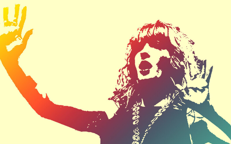 rock star with raised hand