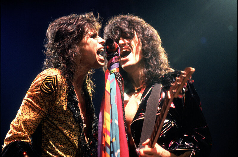 Rock stars performing on stage
